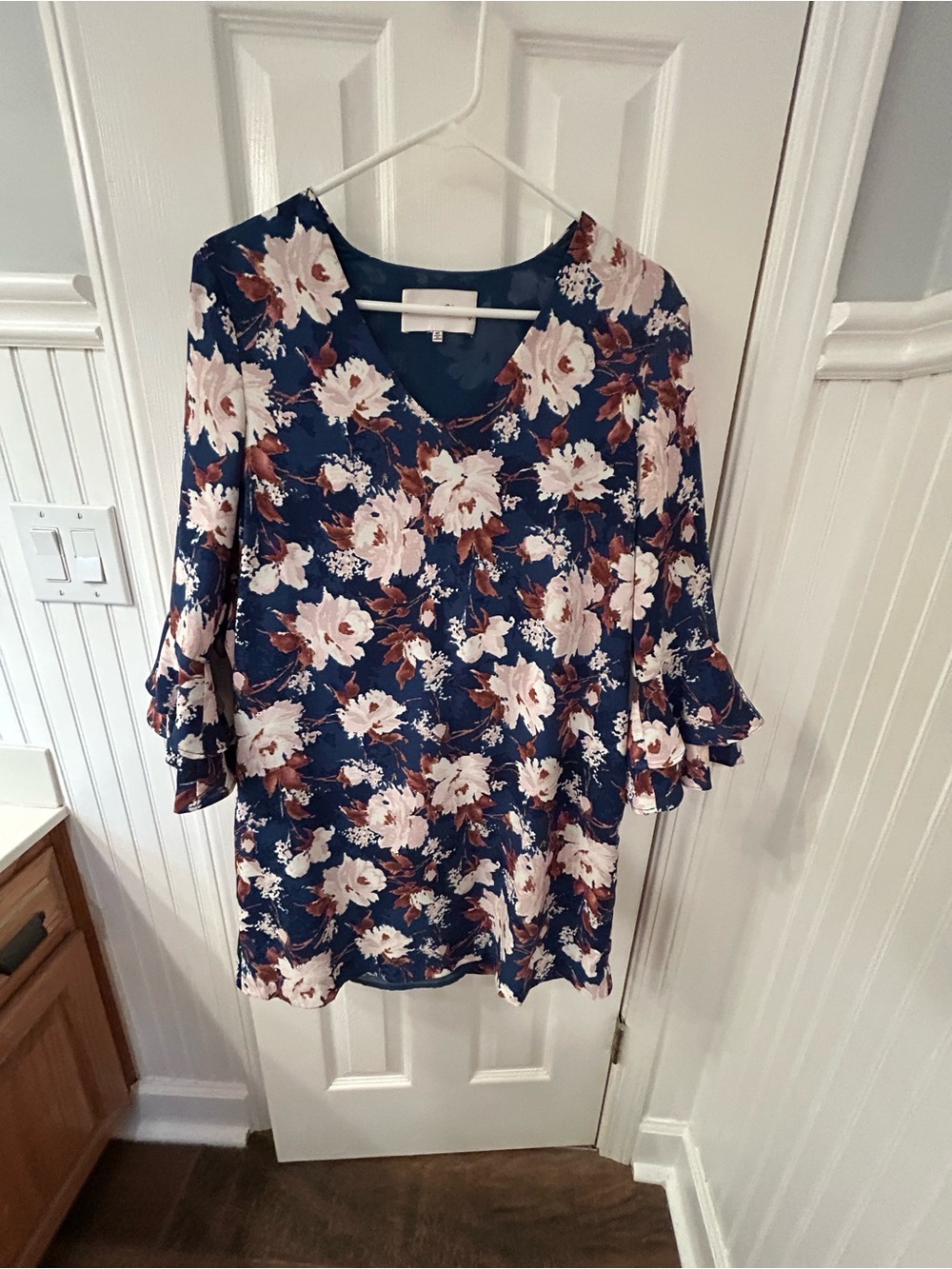Charles Henry Navy Floral V-Neck Tunic